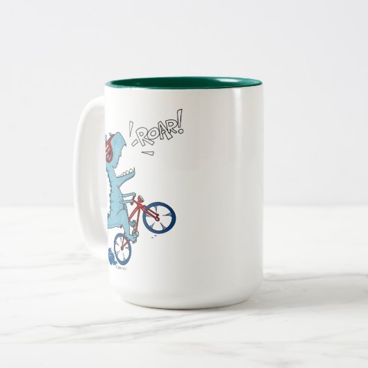 Fahrrad T-Rex Roar Zweifarbige Tasse (Vorderseite Links)