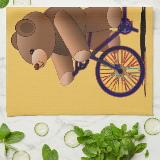 Fahrrad-Tandem, Teddybär-Druck Küchentuch (Gefaltet)