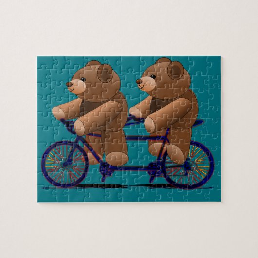 Fahrrad-TandemTeddybär-Druck Puzzle (Horizontal)