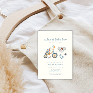 Fahrrad-Teddybär-Spielzeug-Kinderzimmer-Baby-Party Einladung
