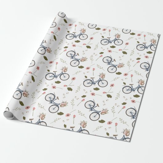 Fahrrad-u. Frühlings-Blumen - Verpackungspapier Geschenkpapier (Ungerollt)