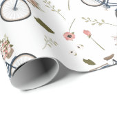 Fahrrad-u. Frühlings-Blumen - Verpackungspapier Geschenkpapier (Rolleneckpunkt)