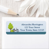 Fahrrad und Bäume, Adressetikett (Insitu)