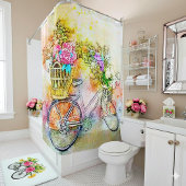 Fahrrad und Blume Duschvorhang
