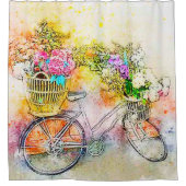 Fahrrad und Blume Duschvorhang (Vorderseite)