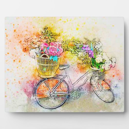Fahrrad und Blume Fotoplatte (Vorderseite)