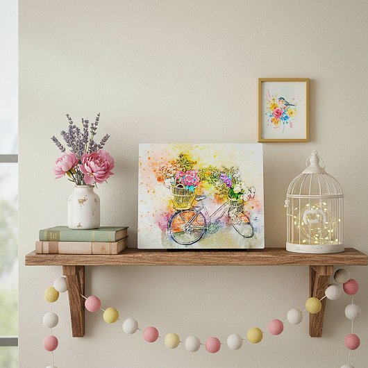 Fahrrad und Blume Fotoplatte