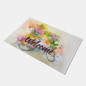 Fahrrad und Blume Fußmatte (Schrägansicht)