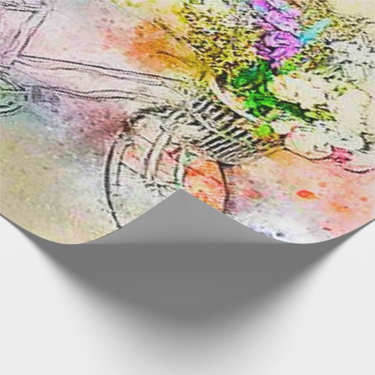 Fahrrad und Blume Geschenkpapier (Ecke)