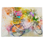 Fahrrad und Blume Große Geschenktüte (Vorderseite)