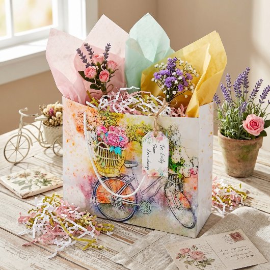 Fahrrad und Blume Große Geschenktüte