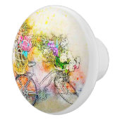 Fahrrad und Blume Keramikknauf (Rechts)
