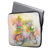 Fahrrad und Blume Laptopschutzhülle (Vorderseite Links)