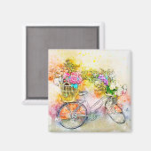 Fahrrad und Blume Magnet (Vorderseite/Rückseite)