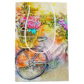 Fahrrad und Blume Mittlere Geschenktüte (Vorderseite)