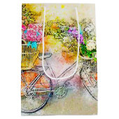 Fahrrad und Blume Mittlere Geschenktüte (Rückseite)
