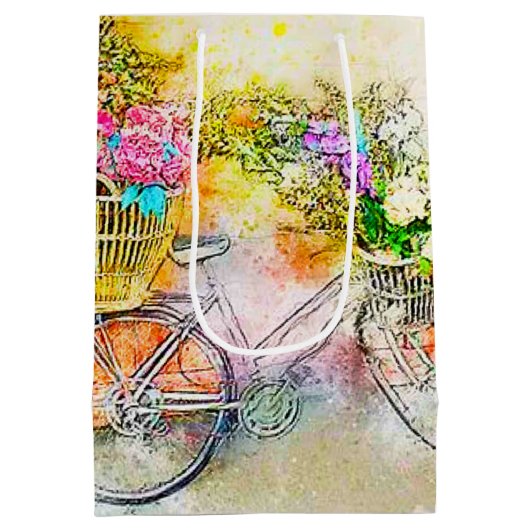 Fahrrad und Blume Mittlere Geschenktüte (Rückseite)