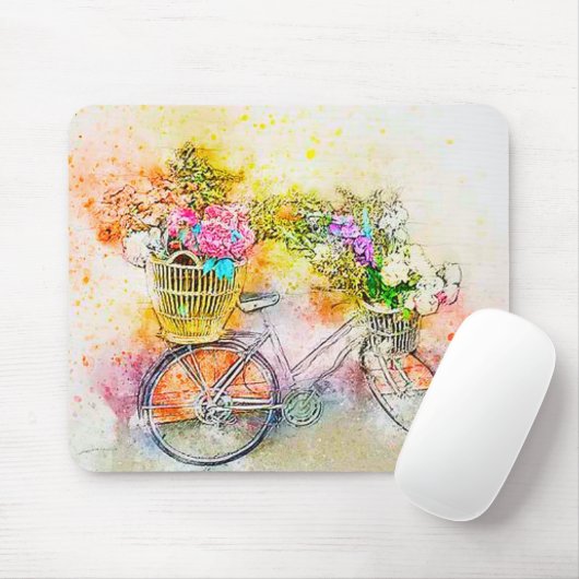 Fahrrad und Blume Mousepad (Mit Mouse)