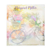 Fahrrad und Blume personalisiert Notizblock (Vorderseite)