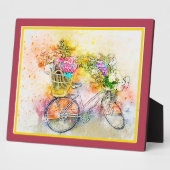 Fahrrad- und Blume-Plakette Fotoplatte (Seite)