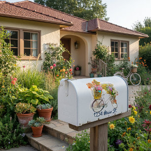 Fahrrad und Blumen Briefkasten Aufkleber