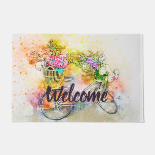Fahrrad und Blumen  Fußmatte