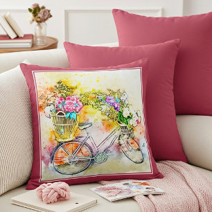 Fahrrad und Blumen Kissenhülle Kissen