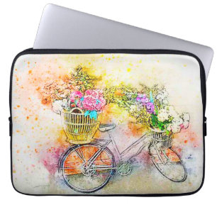Fahrrad und Blumen Laptopschutzhülle