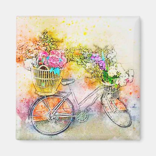 Fahrrad und Blumen Magnet (Vorne)