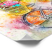 Fahrrad und Blumen Poster (Ecke)