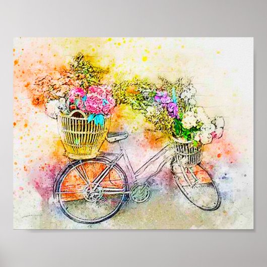 Fahrrad und Blumen Poster (Vorne)