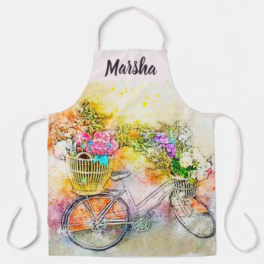 Fahrrad und Blumen Schürze (Vorderseite)