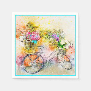 Fahrrad und Blumen Servietten