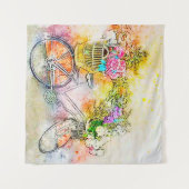 Fahrrad und Blumen  Wandteppich (Vorderseite (Horizontal))