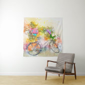 Fahrrad und Blumen  Wandteppich (Beispiel)
