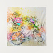 Fahrrad und Blumen  Wandteppich (Vorderseite)