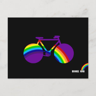 Fahrrad und farbiger Regenbogen Postkarte