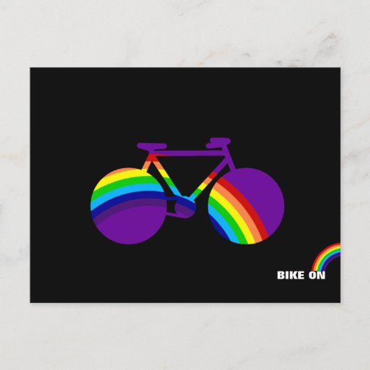 Fahrrad und farbiger Regenbogen Postkarte (Vorderseite)