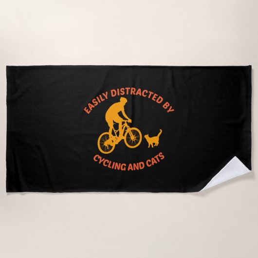 Fahrrad und Katze Strandtuch (Vorderseite)