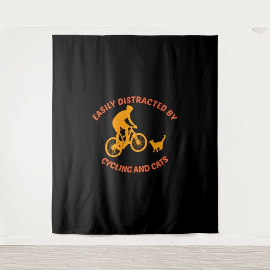 Fahrrad und Katze Wandteppich (Vorderseite)