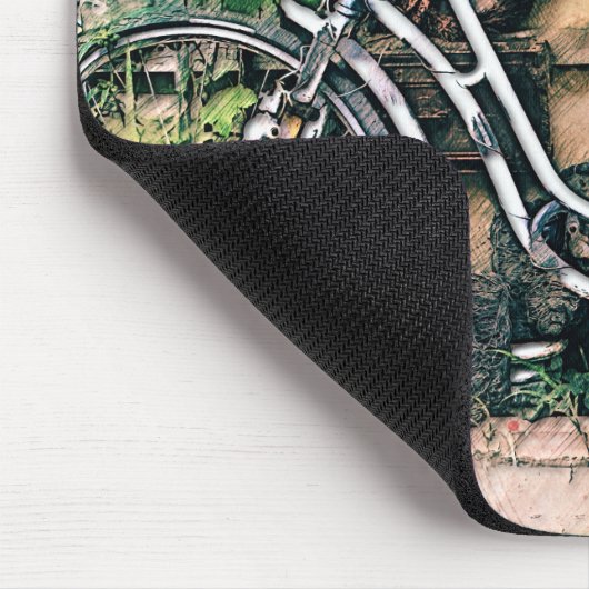 Fahrrad und Korb im Garten Mousepad (Ecke)
