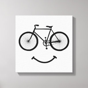 Fahrrad und Lächeln T-Shirt Fahrrad T-Shirt Schwar Leinwanddruck