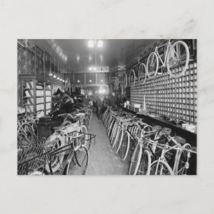 Fahrrad- und Motorradgeschäft, 1910 Postkarte