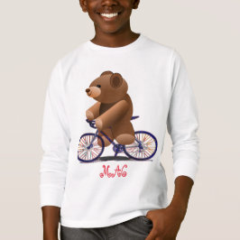 Fahrrad-und Teddybär-Druck T-Shirt
