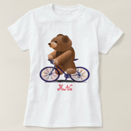 Fahrrad-und Teddybär-Druck T-Shirt