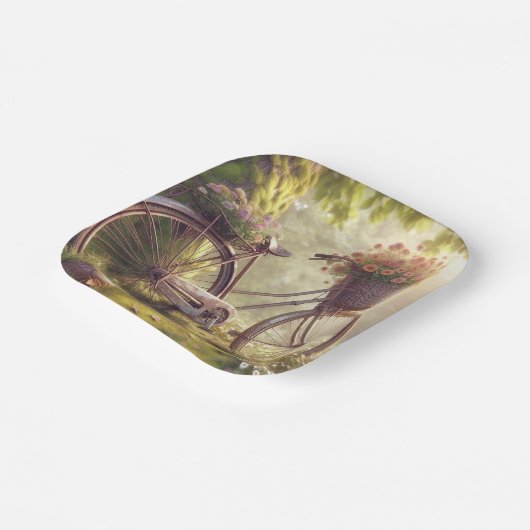 Fahrrad unter Blume Zollpapiere Teller (Gewinkelt)