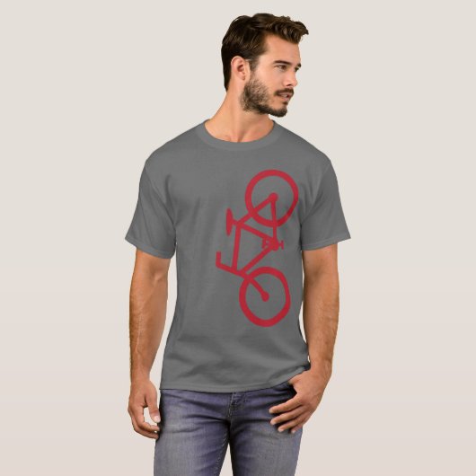 Fahrrad, vertikale Silhouette, roter Entwurf T-Shirt (Vorne ganz)