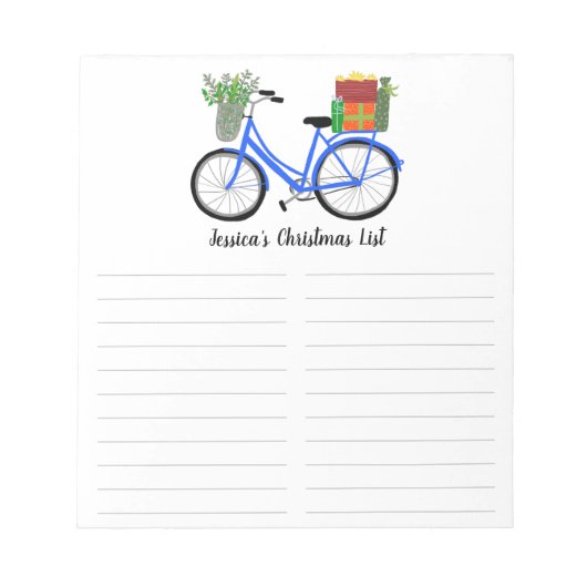 Fahrrad Weihnachts-Einkaufsliste CUSTOM Urlaub Notizblock (Vorderseite)
