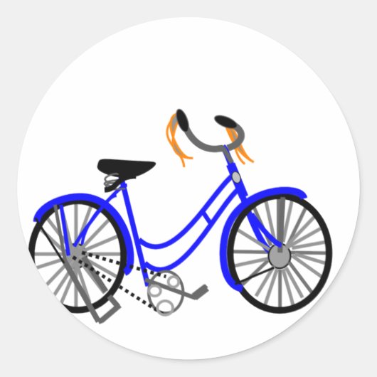 Fahrrad Zeichnend, Stil der 50er Jahre Runder Aufkleber (Vorderseite)