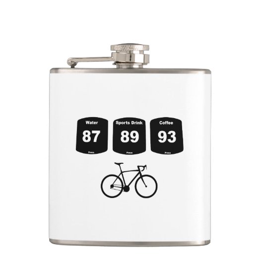 Fahrradbrennstoff: Wasser, Sportgetränk, Kaffee Flachmann (Vorderseite)